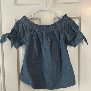 J. Crew Women's Denim Blue Off-Shoulder Top